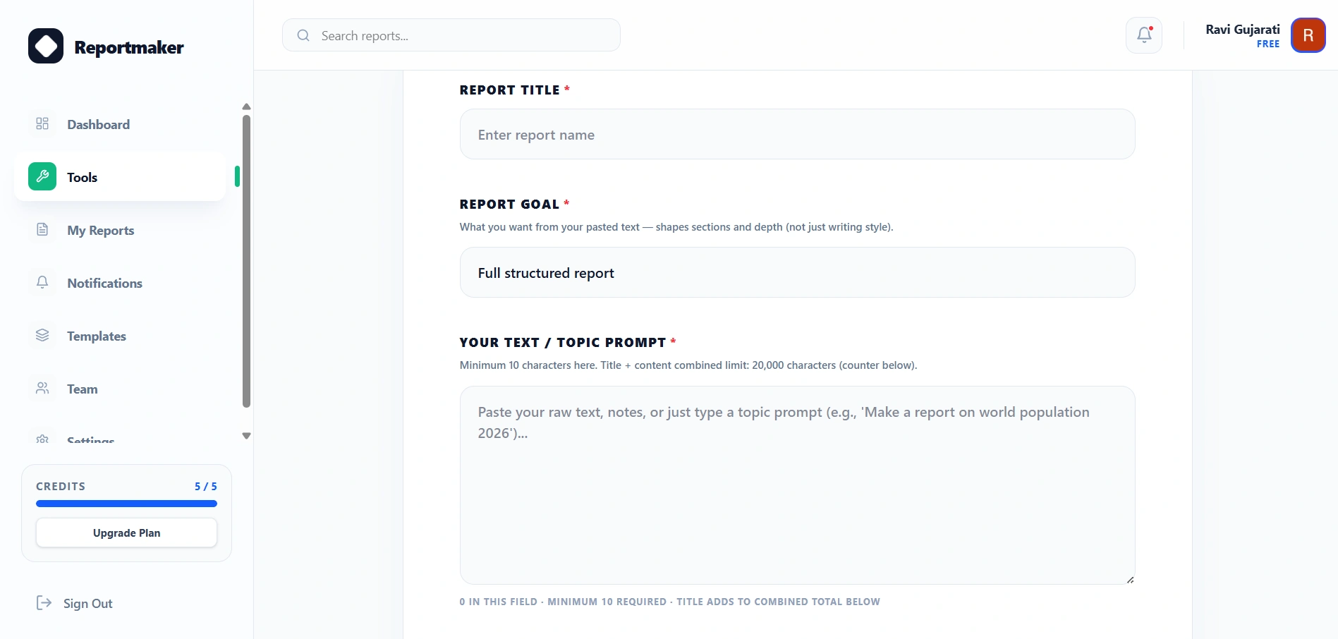 How report maker ai free works step by step
